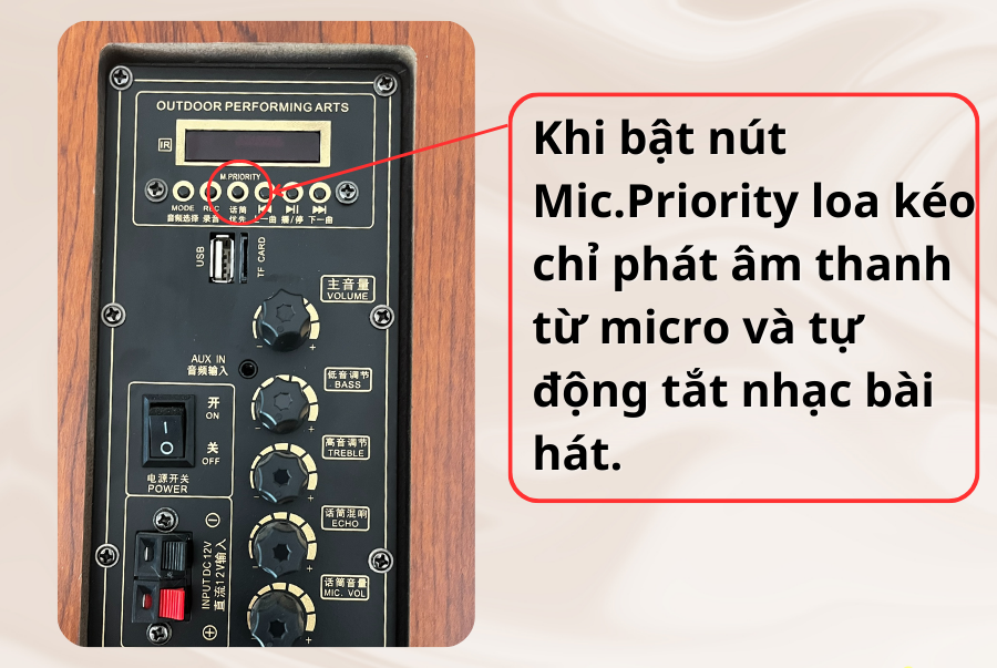 loa kéo bị mất nhạc do bật nút M.P